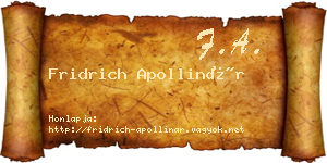 Fridrich Apollinár névjegykártya